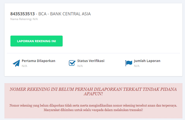 halaman cek rekening